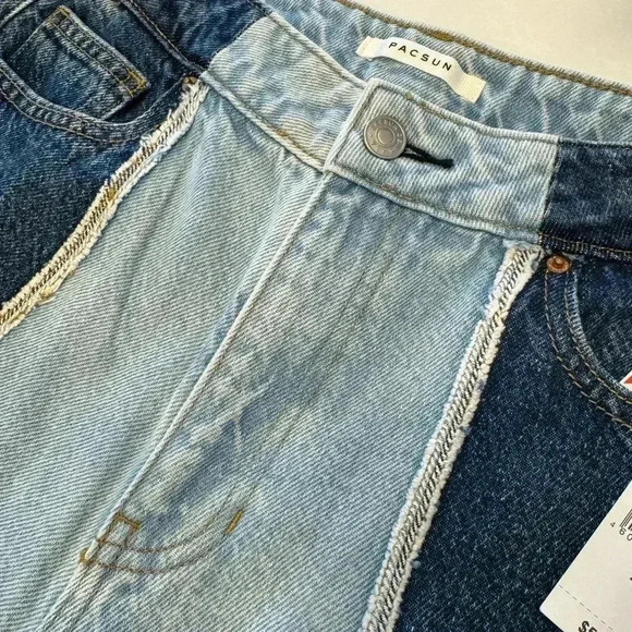 PACSUN two tone denim mom jeans high rise boot cut size 25 NEW - Picture 3 of 11
